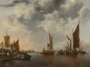 Seascape with Ships by Jan van de Cappelle